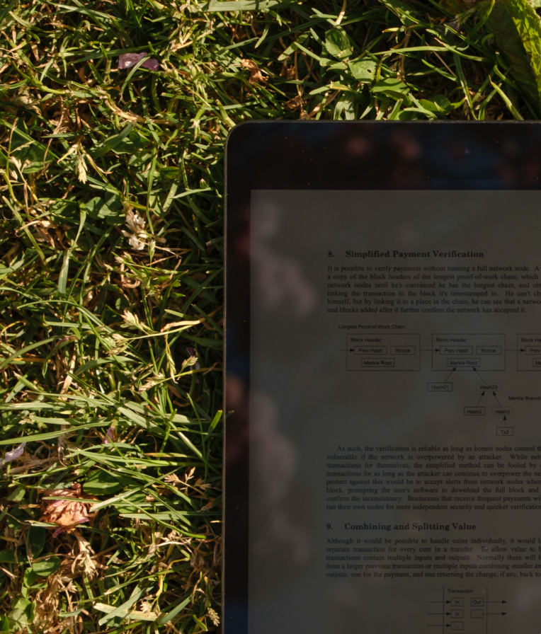 Image of an iPad on the grass
