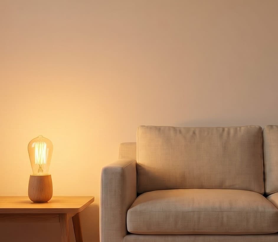 Warm amber candlelight in a living room