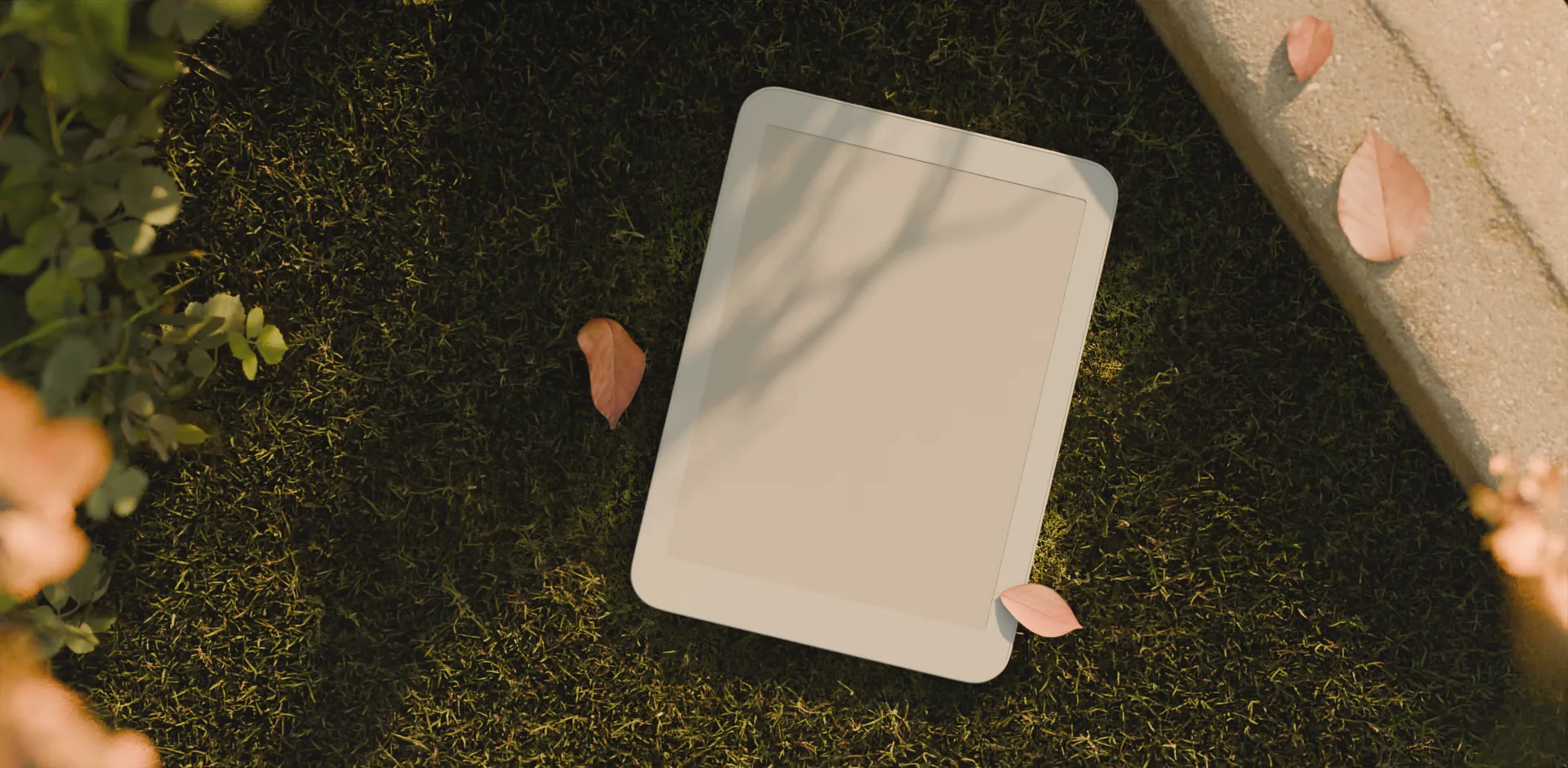 Daylight tablet on the grass